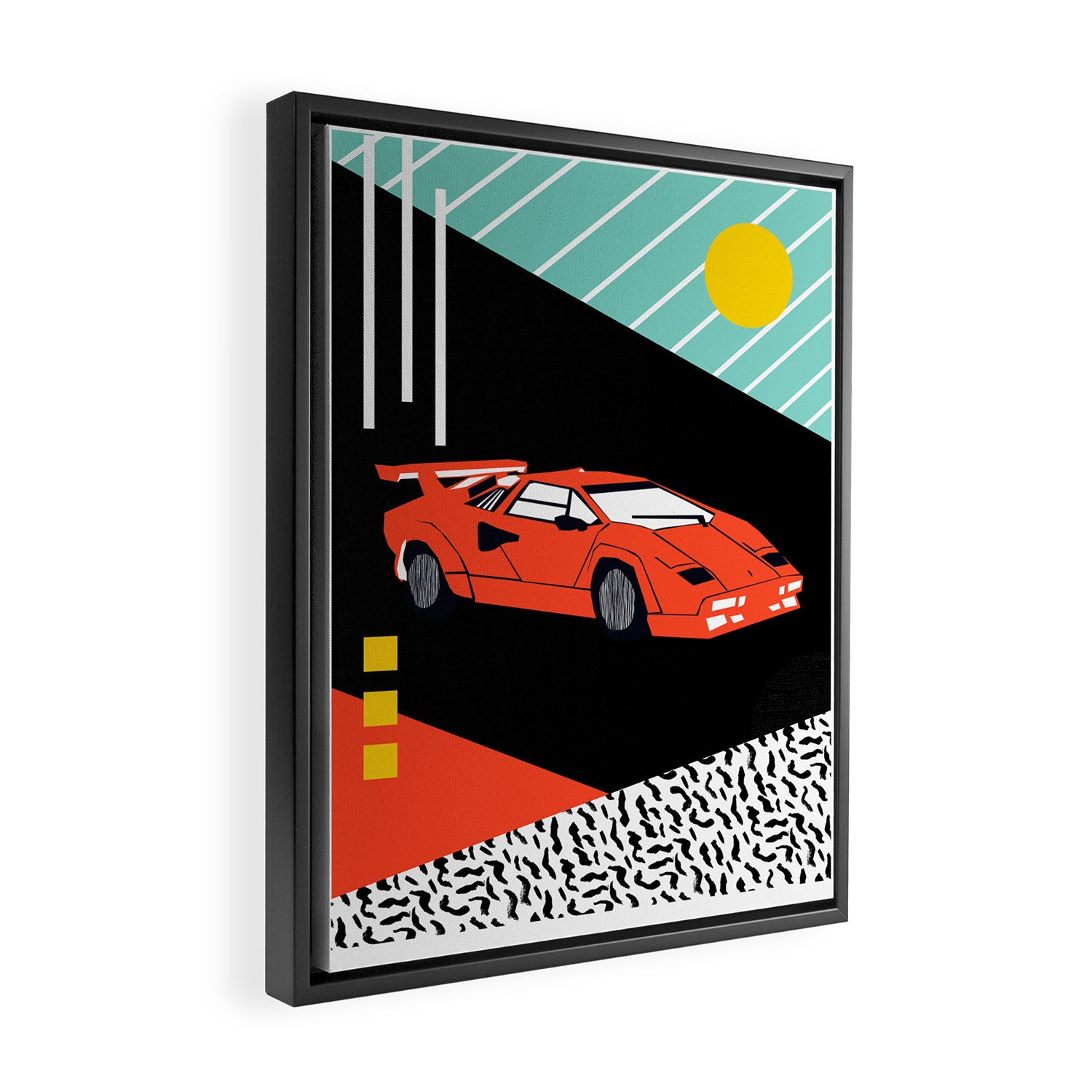 Wicked - sports car 80s retro throwback memphis style motorhead Framed Canvas Print Gallery Image 2