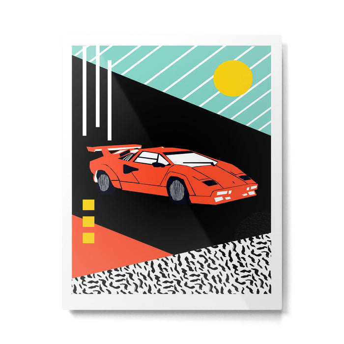 Wicked - sports car 80s retro throwback memphis style motorhead Metal Print Gallery Image 1