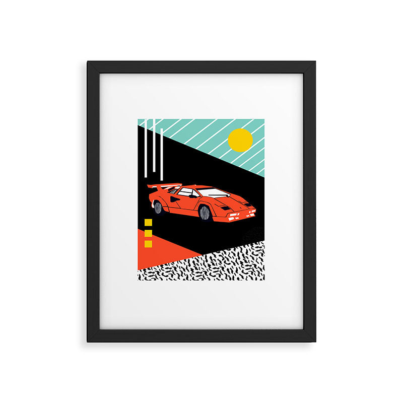 Wicked - sports car 80s retro throwback memphis style motorhead Framed Art Print Gallery Image 5
