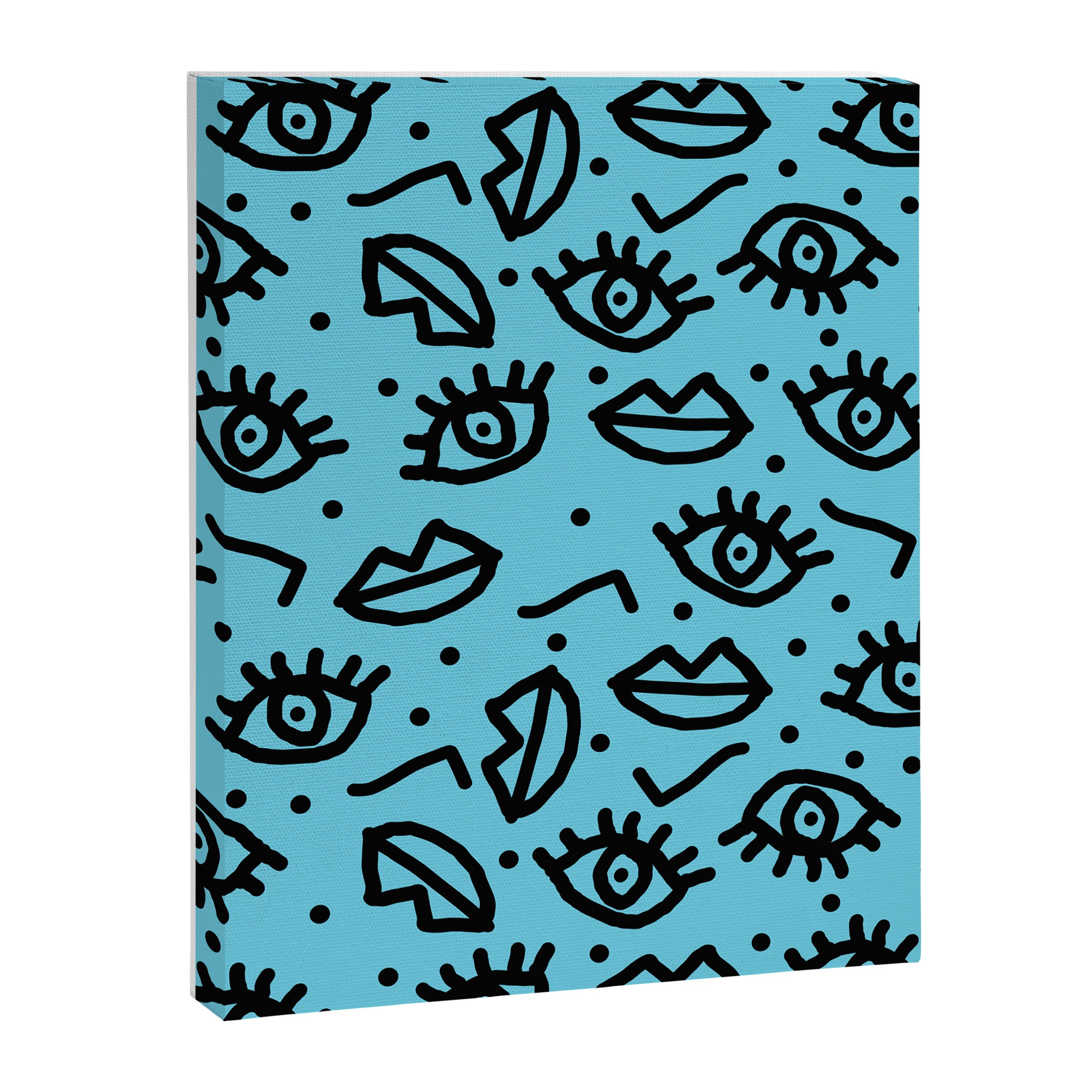Wowzers - memphis throwback retro neon face eyes fashion print design dorm college trendy gifts Canvas Print Gallery Image 6