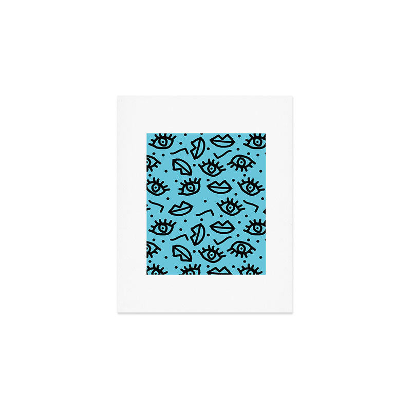 Wowzers - memphis throwback retro neon face eyes fashion print design dorm college trendy gifts Art Print Gallery Image 1