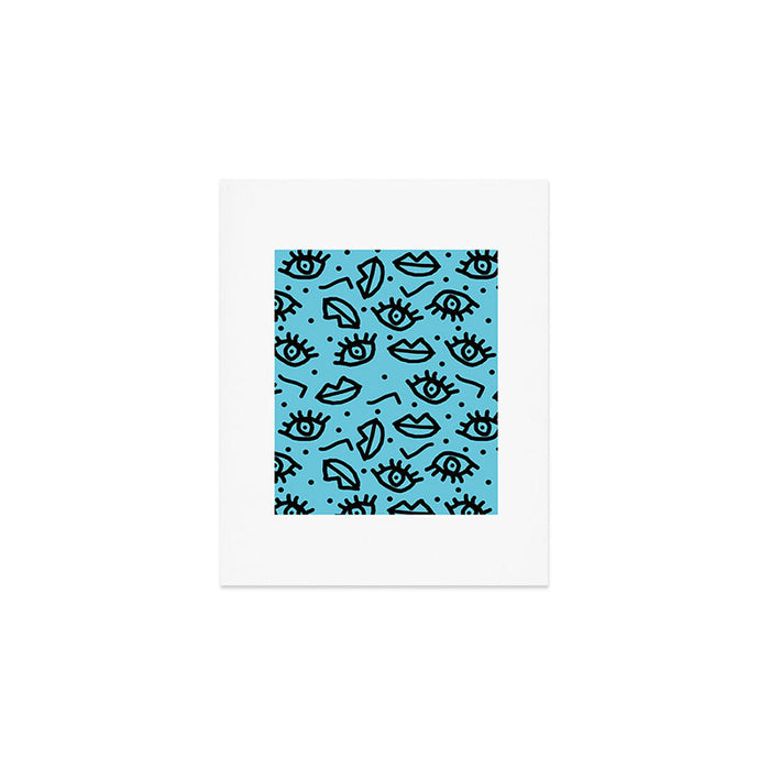 Wowzers - memphis throwback retro neon face eyes fashion print design dorm college trendy gifts Art Print Gallery Image 1