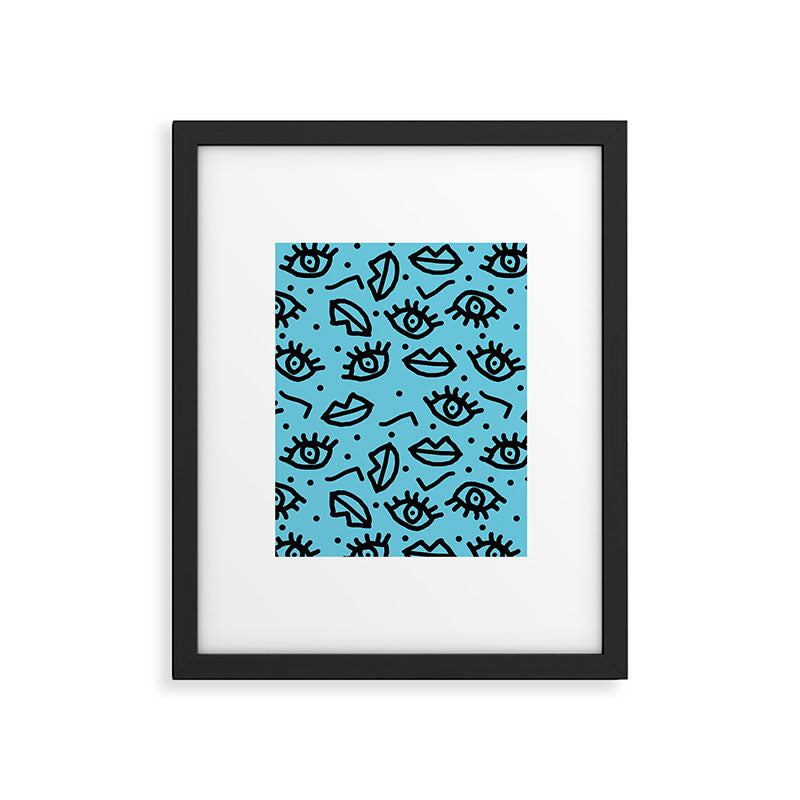 Wowzers - memphis throwback retro neon face eyes fashion print design dorm college trendy gifts Framed Art Print Gallery Image 5