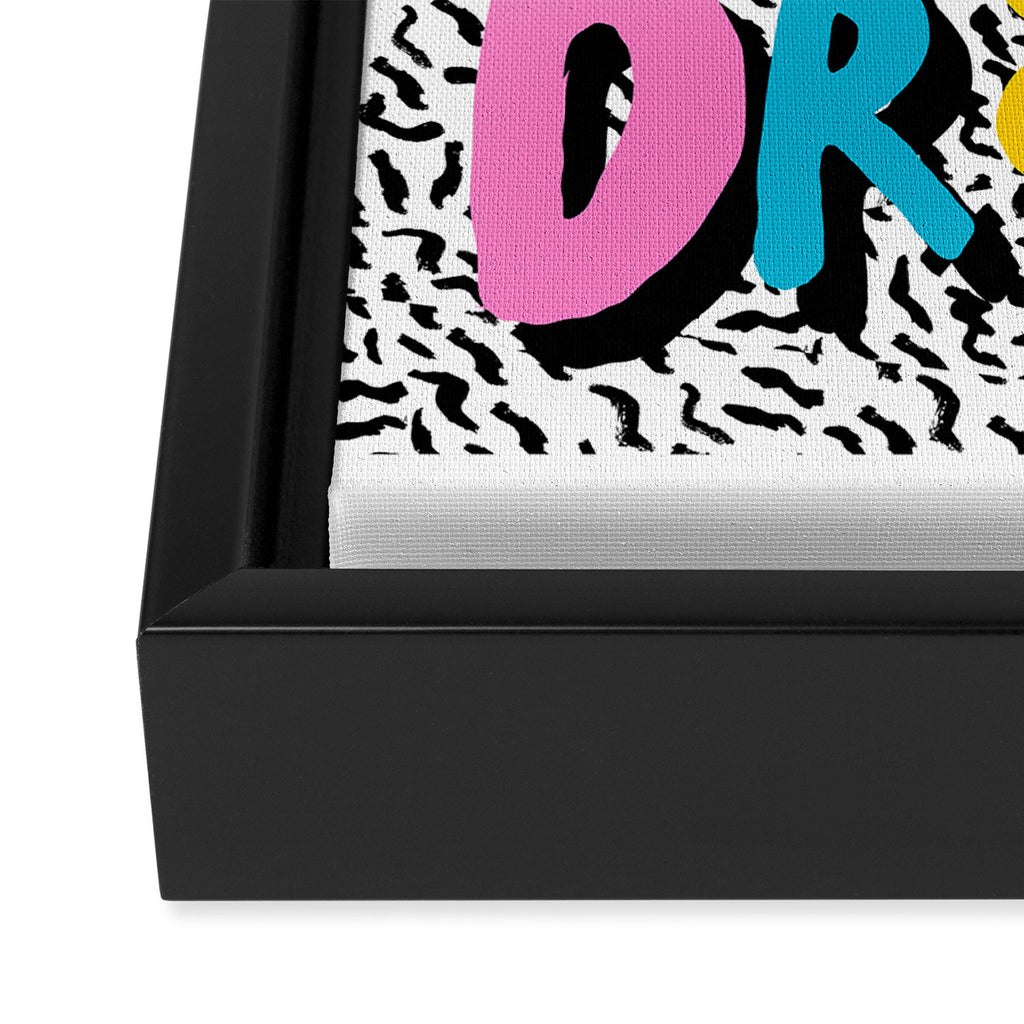 Ya Heard - 1980's throwback retro pattern memphis-style hipster bright colorful pop art minimal rad Framed Canvas Print Gallery Image 3