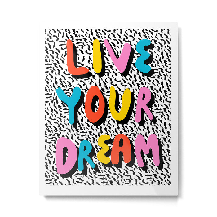 Ya Heard - 1980's throwback retro pattern memphis-style hipster bright colorful pop art minimal rad Metal Print Gallery Image 1