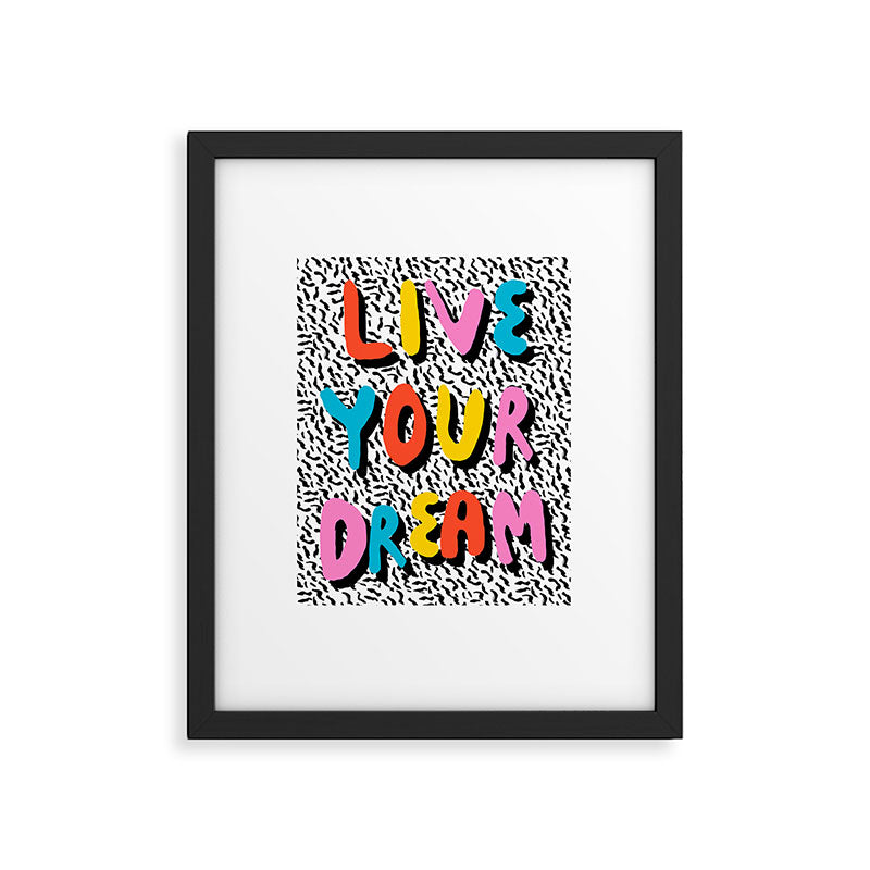 Ya Heard - 1980's throwback retro pattern memphis-style hipster bright colorful pop art minimal rad Framed Art Print Gallery Image 5