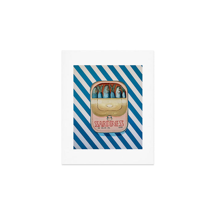 Sardines in blue stripes Art Print Gallery Image 1