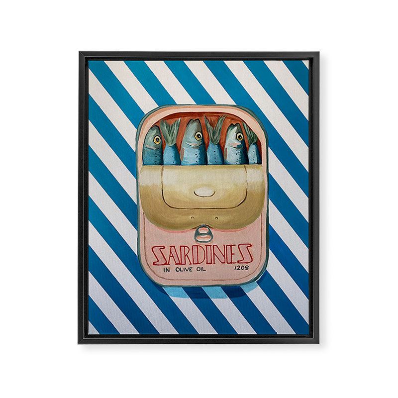 Sardines in blue stripes Framed Canvas Print Gallery Image 6