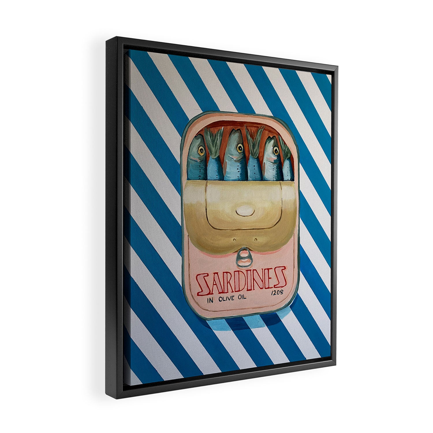Sardines in blue stripes Framed Canvas Print Gallery Image 2