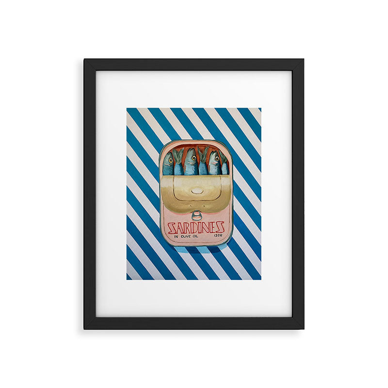 Sardines in blue stripes Framed Art Print Gallery Image 4