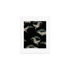 Asian Crane on Black Japanese Woodblock Art Art Print Gallery Image 1