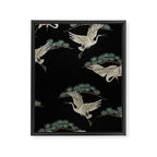 Asian Crane on Black Japanese Woodblock Art Framed Canvas Print Gallery Image 6