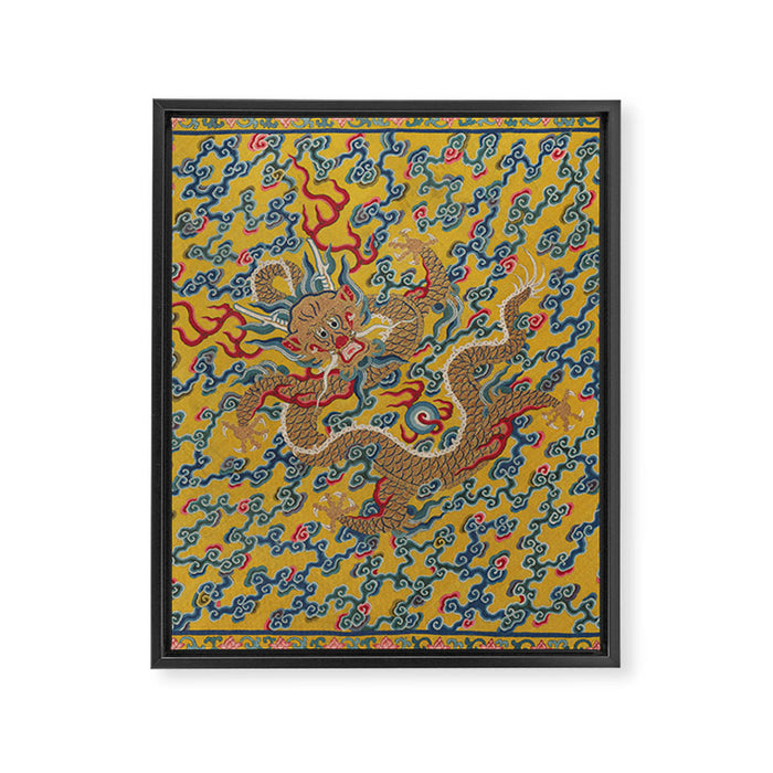 Chinese Dragon Wrapper for the Tapestry Scroll Mingling of Clear and Muddy Water at the Junction of the Jing and Wei Rivers  Framed Canvas Print Gallery Image 1