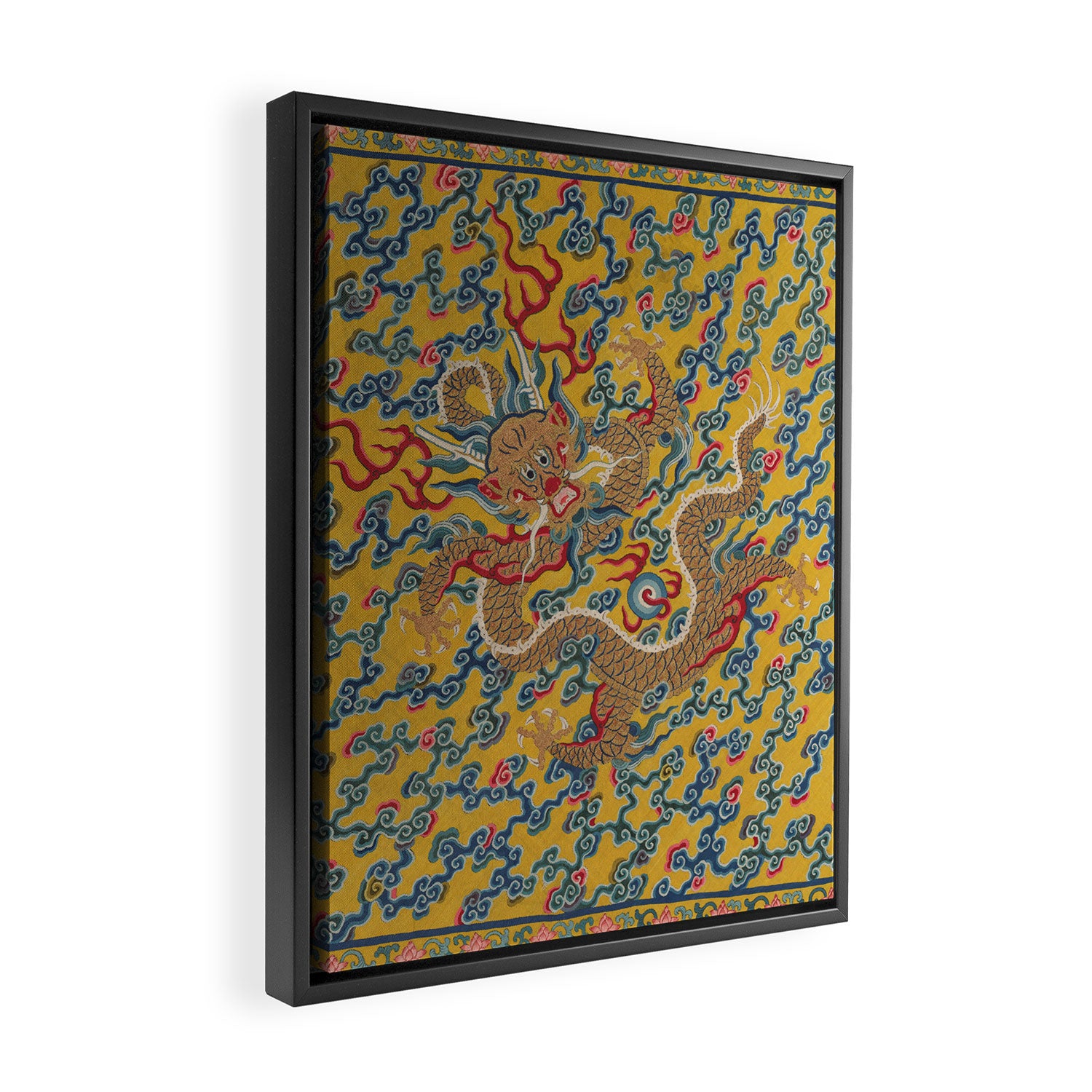 Chinese Dragon Wrapper for the Tapestry Scroll Mingling of Clear and Muddy Water at the Junction of the Jing and Wei Rivers  Framed Canvas Print Gallery Image 2