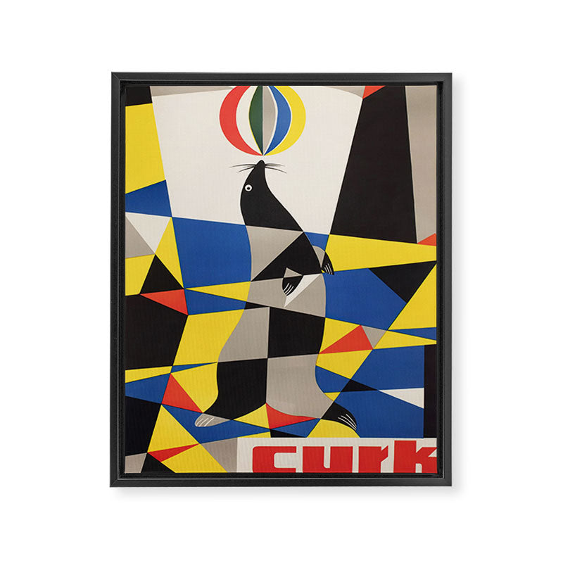 Cyrk Ball Balancing Seal 1961 Polish Circus Poster, Gawor Framed Canvas Print Gallery Image 6