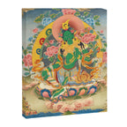 Green Tara On Lotus Throne - Buddhist Thangka Canvas Print Gallery Image 6