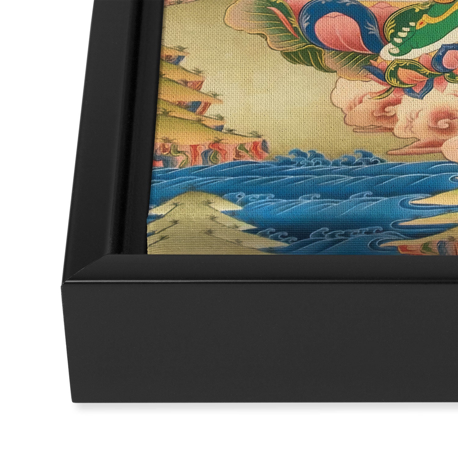 Green Tara On Lotus Throne - Buddhist Thangka Framed Canvas Print Gallery Image 3