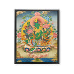 Green Tara On Lotus Throne - Buddhist Thangka Framed Canvas Print Gallery Image 6