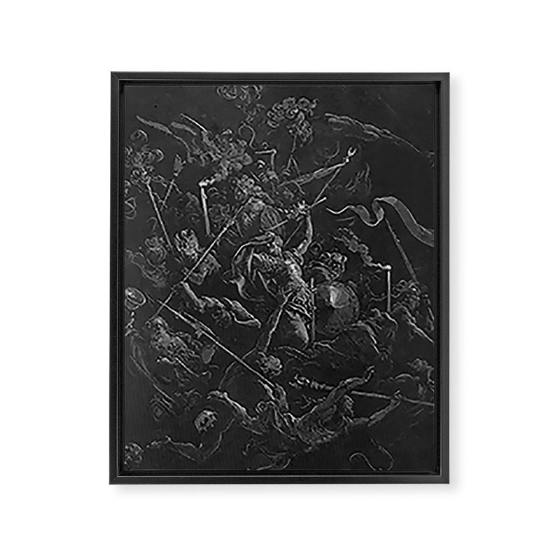Gustave Dore - Chaos watches as the Rebel Angels are thrown into Hell (Milton's Paradise Lost) Framed Canvas Print Gallery Image 6