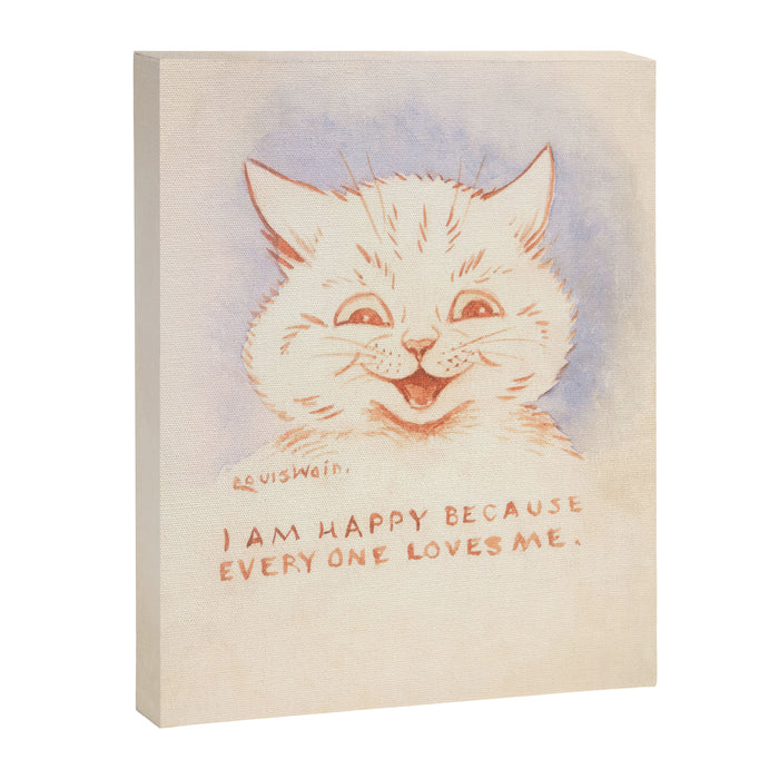 'I Am Happy Because Every One Loves Me' Louis Wain Cat Canvas Print Gallery Image 1