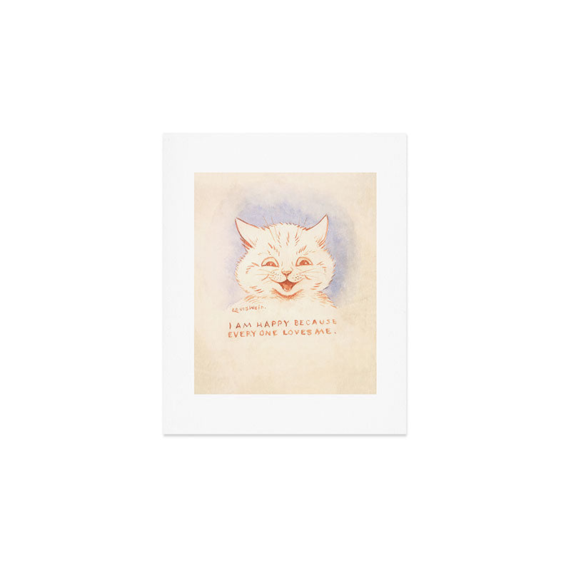 'I Am Happy Because Every One Loves Me' Louis Wain Cat Art Print Gallery Image 1