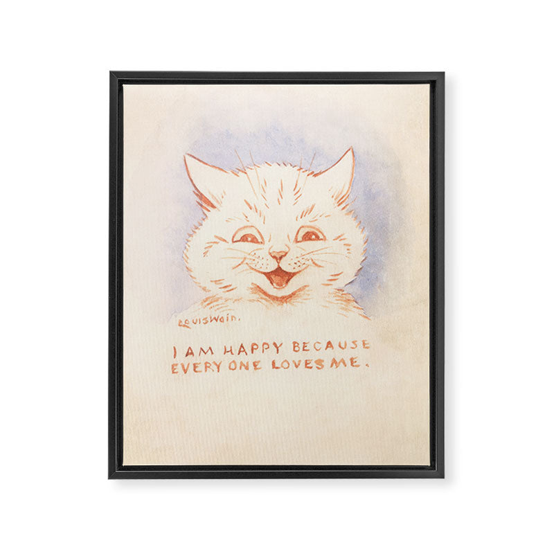 'I Am Happy Because Every One Loves Me' Louis Wain Cat Framed Canvas Print Gallery Image 6