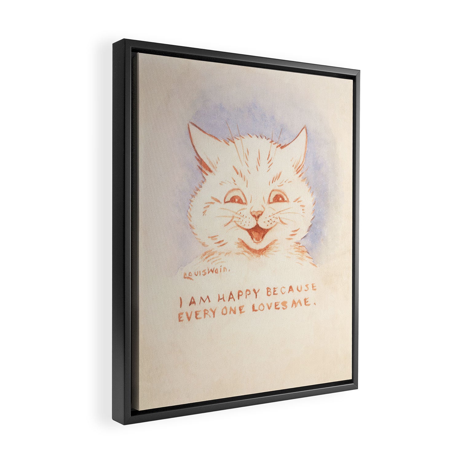 'I Am Happy Because Every One Loves Me' Louis Wain Cat Framed Canvas Print Gallery Image 2
