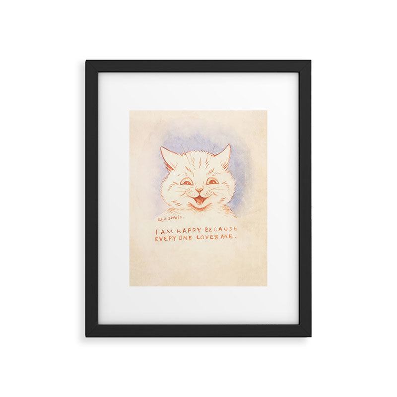 'I Am Happy Because Every One Loves Me' Louis Wain Cat Framed Art Print Gallery Image 4