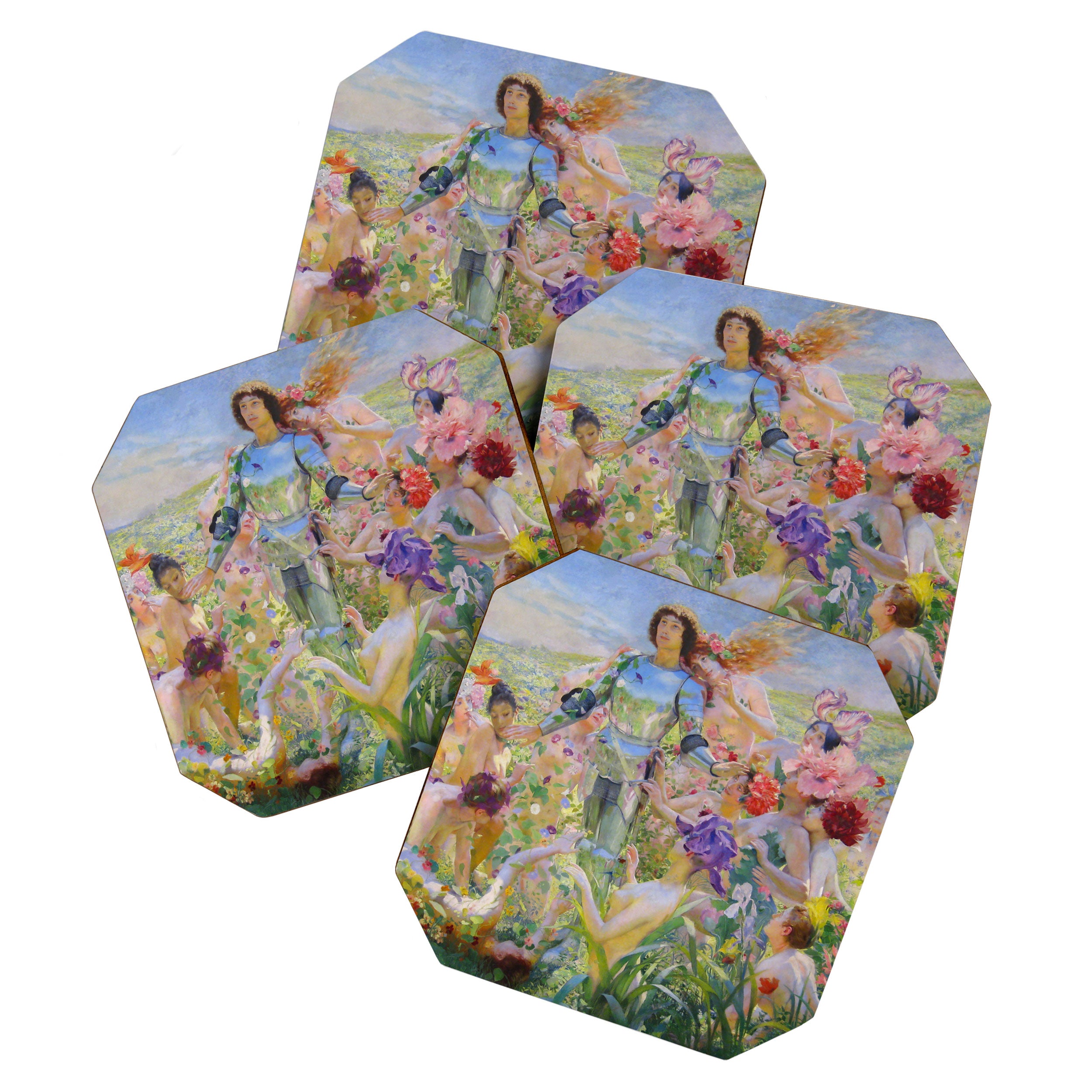Le Chevalier aux Fleurs -Georges Rochegrosse The Flower Knight Coaster Gallery Image 1