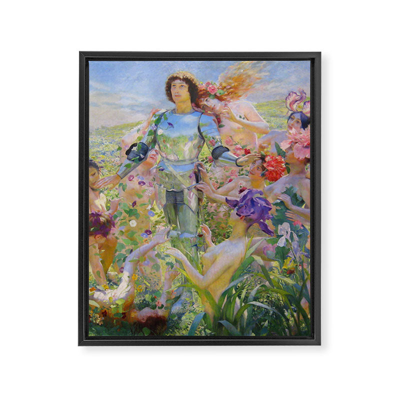 Le Chevalier aux Fleurs -Georges Rochegrosse The Flower Knight Framed Canvas Print Gallery Image 6