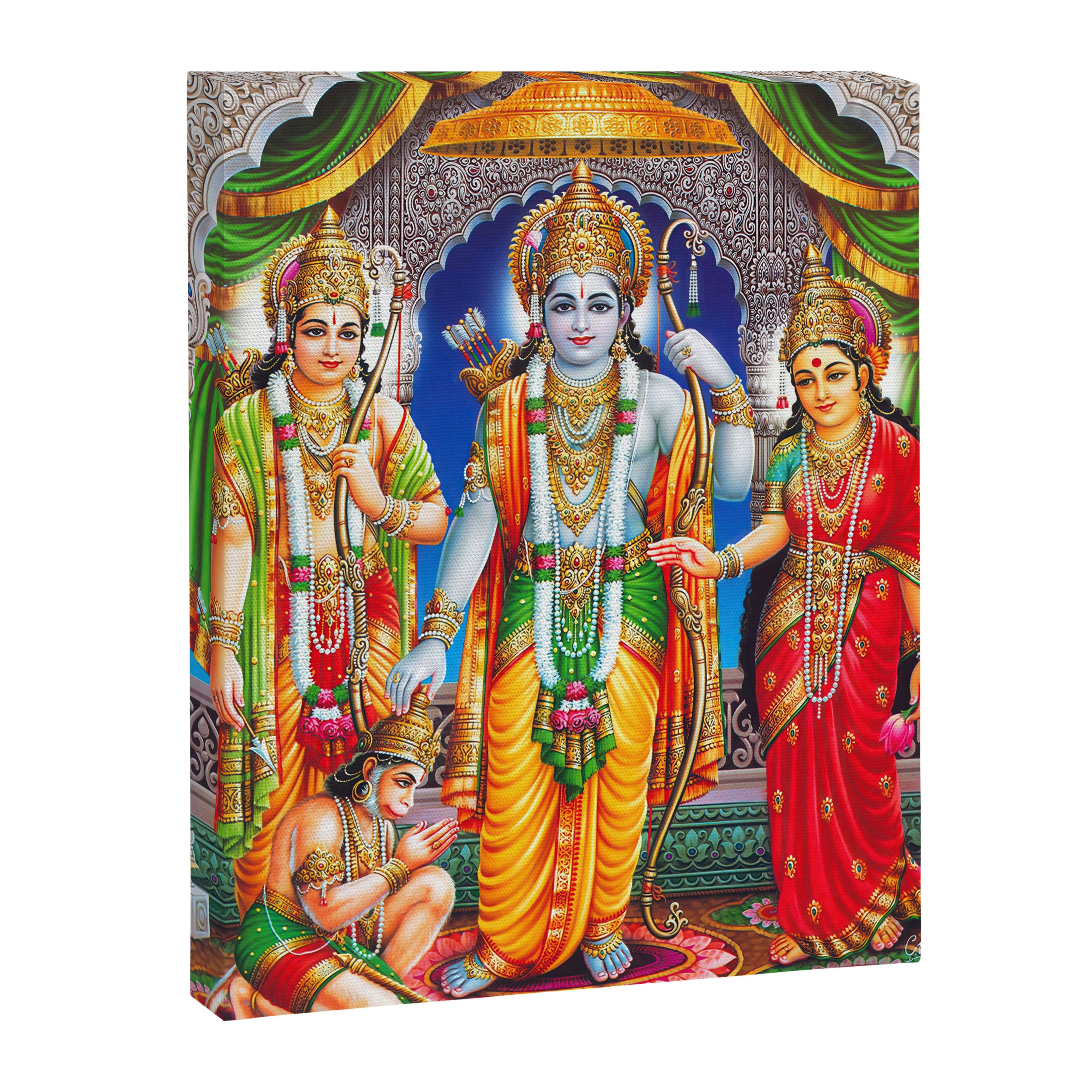 Lord Ram Devi Sita, Laxman Lord Hanuman Painting Canvas Print Gallery Image 6
