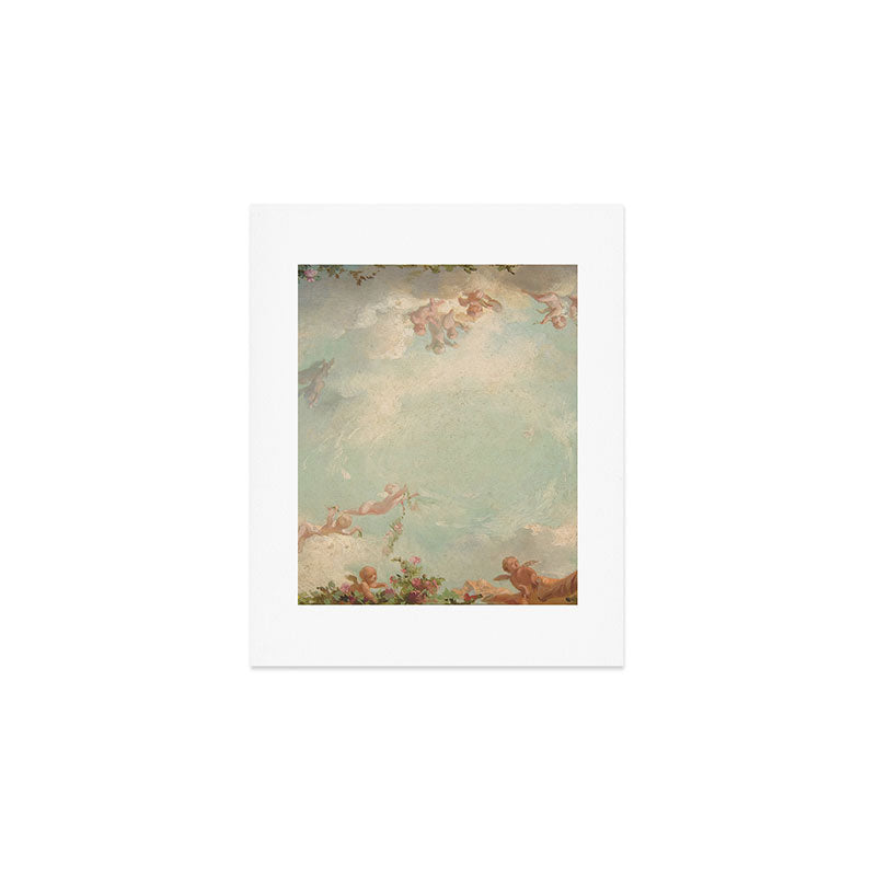 Renaissance Mural Angels in the Clouds Cherubs Painted Ceiling Design Art Print Gallery Image 1
