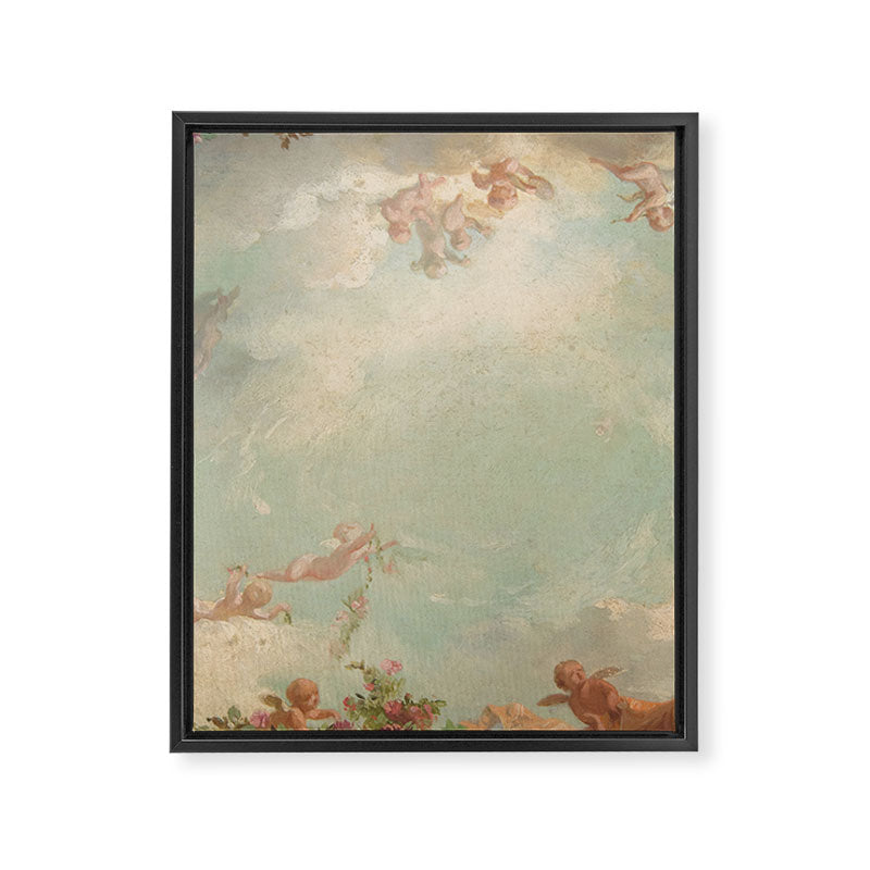 Renaissance Mural Angels in the Clouds Cherubs Painted Ceiling Design Framed Canvas Print Gallery Image 6
