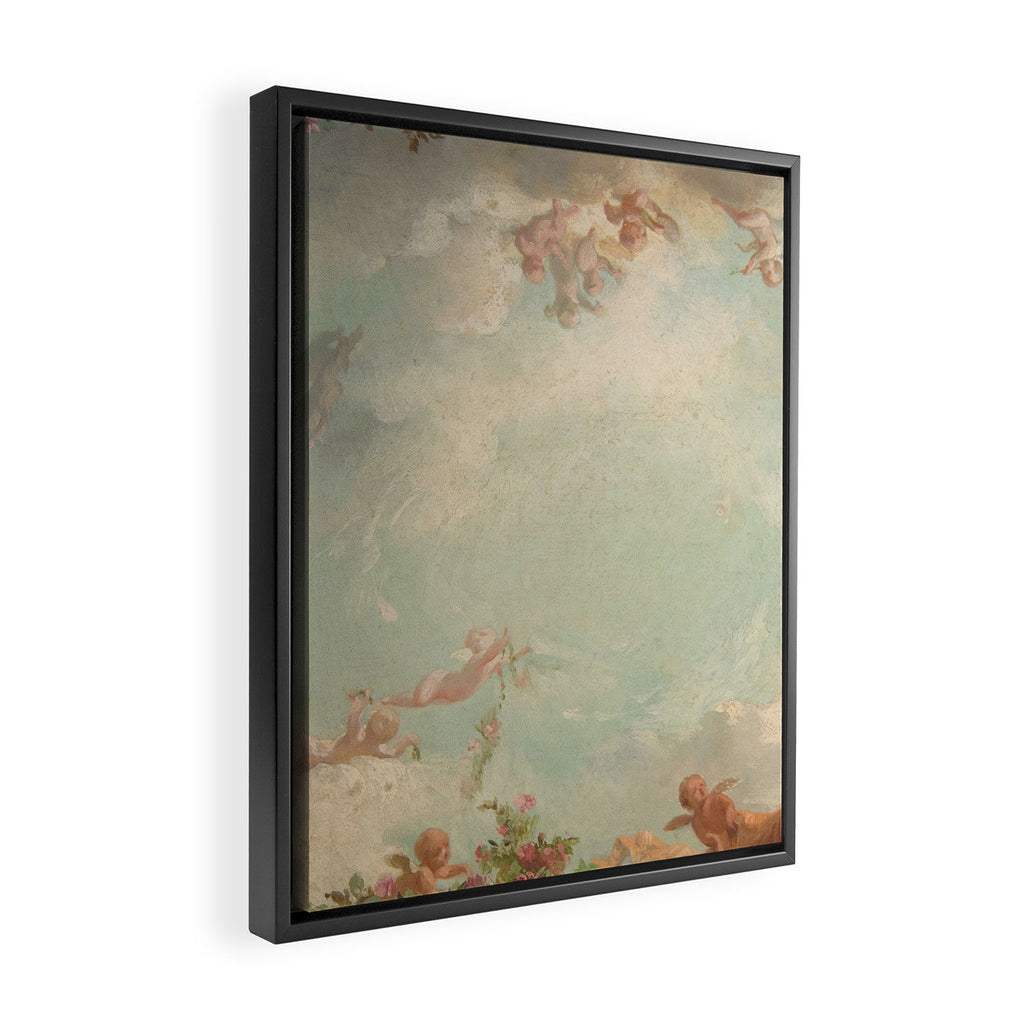 Renaissance Mural Angels in the Clouds Cherubs Painted Ceiling Design Framed Canvas Print Gallery Image 2