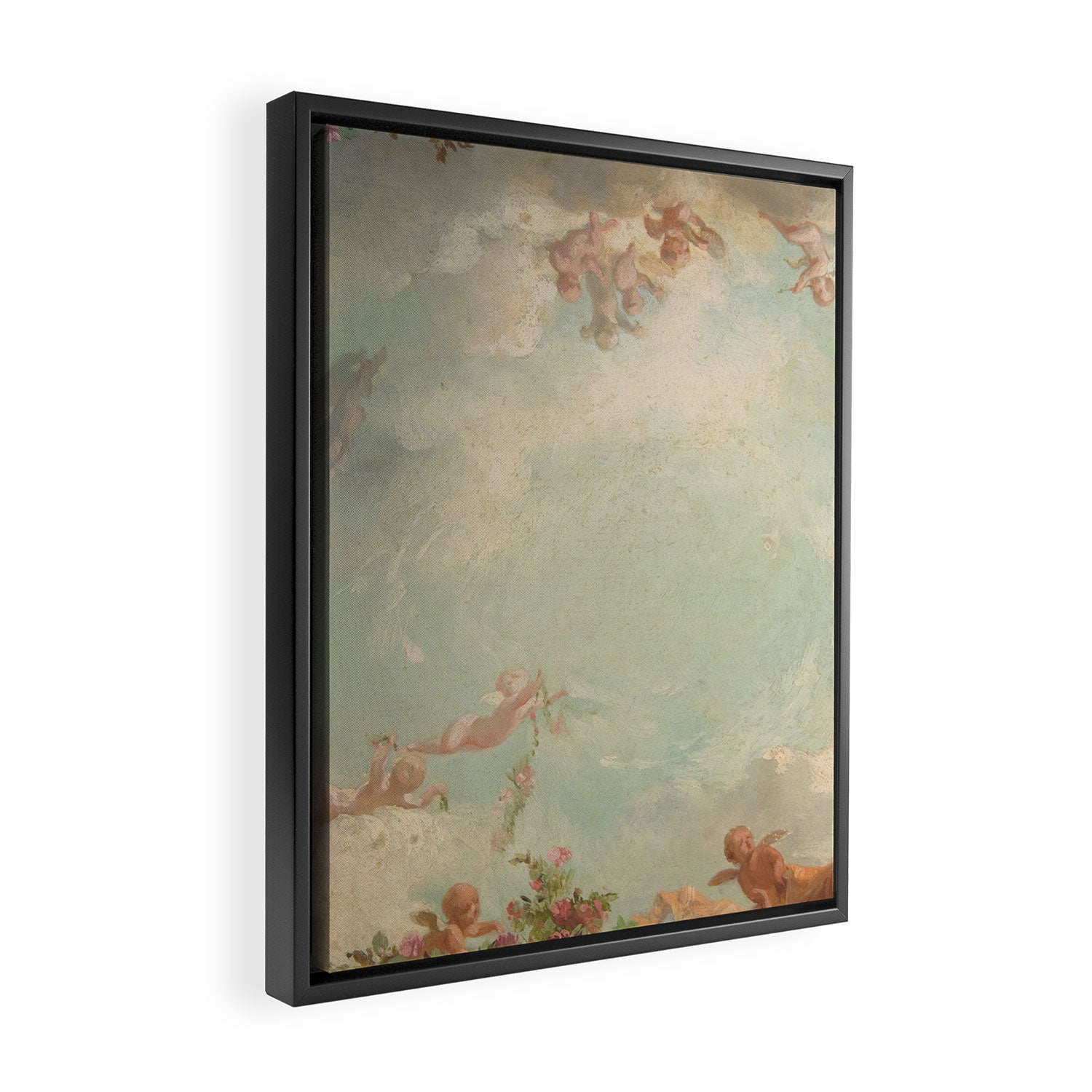 Renaissance Mural Angels in the Clouds Cherubs Painted Ceiling Design Framed Canvas Print Gallery Image 2