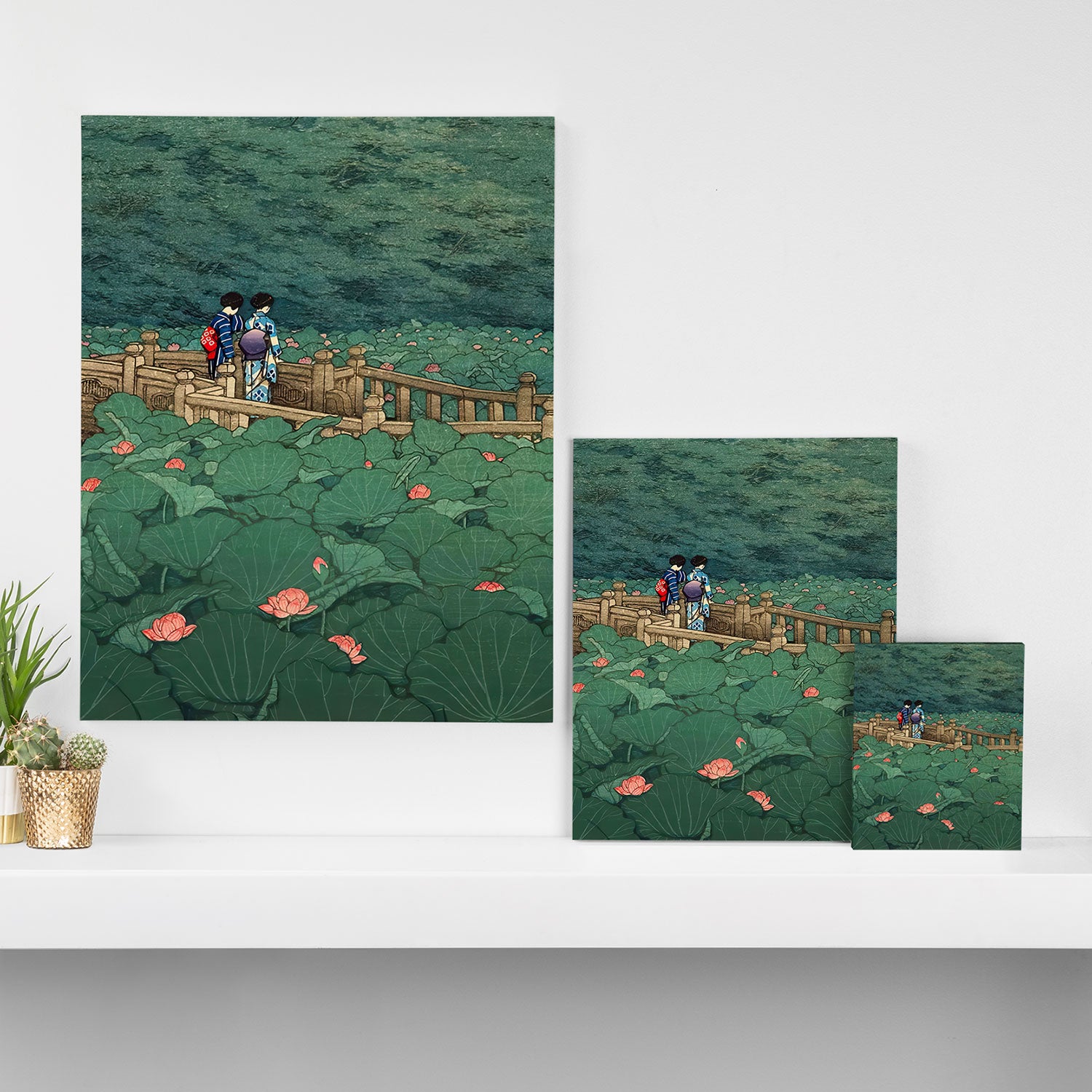 The Pond at Benten Shrine in Shiba Hasui Kawase Canvas Print Gallery Image 3