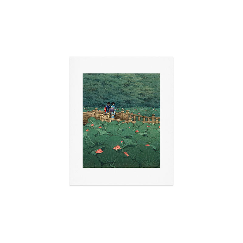 The Pond at Benten Shrine in Shiba Hasui Kawase Art Print Gallery Image 1