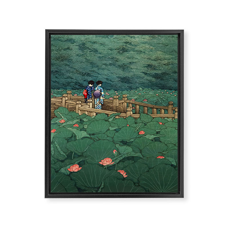 The Pond at Benten Shrine in Shiba Hasui Kawase Framed Canvas Print Gallery Image 6