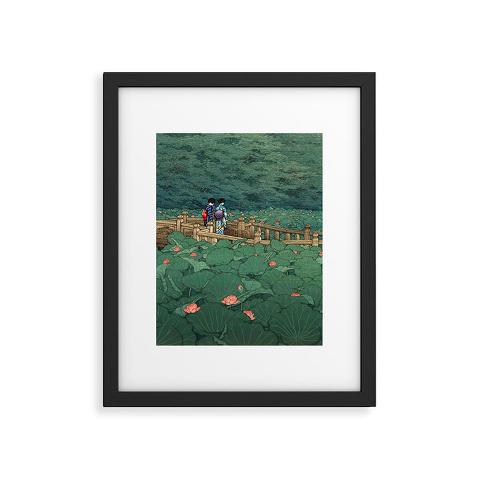 The Pond at Benten Shrine in Shiba Hasui Kawase Framed Art Print Gallery Image 1