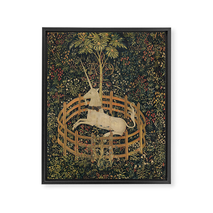 The Unicorn Rests in a Garden (from the Unicorn Tapestries) Framed Canvas Print Gallery Image 1
