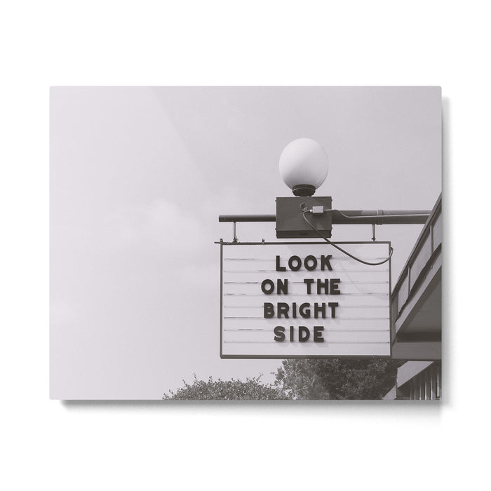Black and white look on the bright side marquee sign, Austin Motel, Austin, Texas Metal Print Gallery Image 1