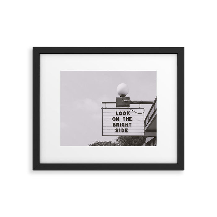 Black and white look on the bright side marquee sign, Austin Motel, Austin, Texas Framed Art Print Gallery Image 1
