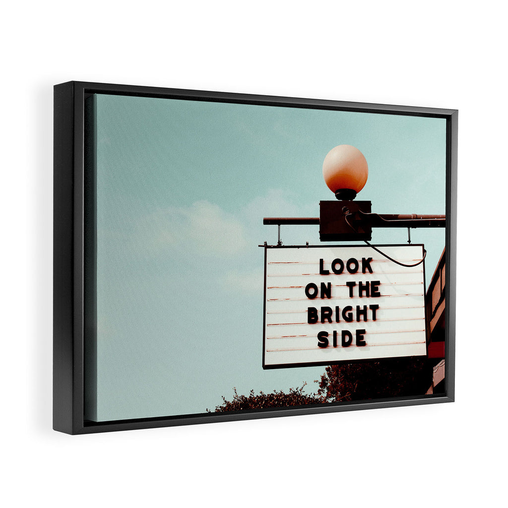 Look on The Bright Side Marquee Sign, Austin Motel, Austin, Texas Framed Canvas Print Gallery Image 2