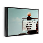 Look on The Bright Side Marquee Sign, Austin Motel, Austin, Texas Framed Canvas Print Gallery Image 2
