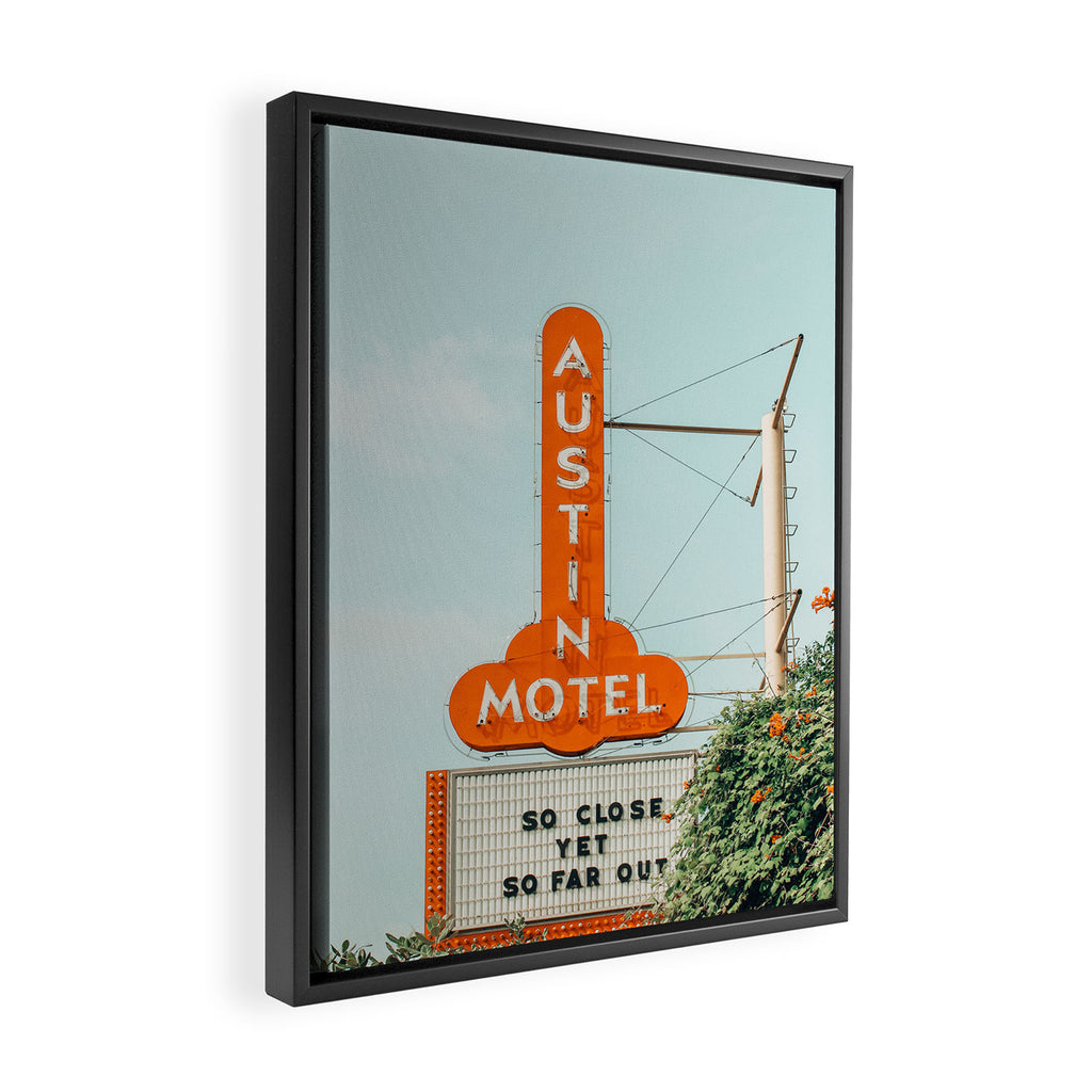 Motel Sign, Austin, Texas Framed Canvas Print Gallery Image 2