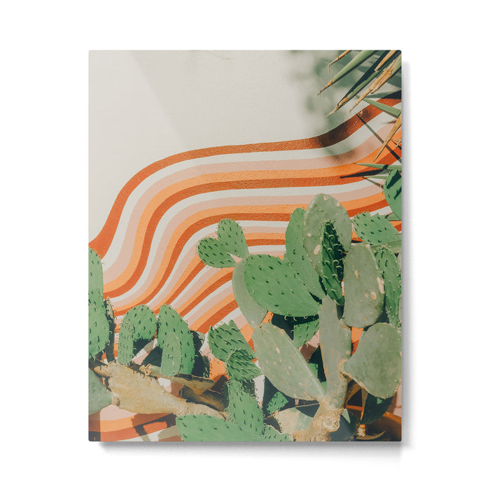 Retro Cactus Mural, Austin Texas Metal Print Gallery Image 1