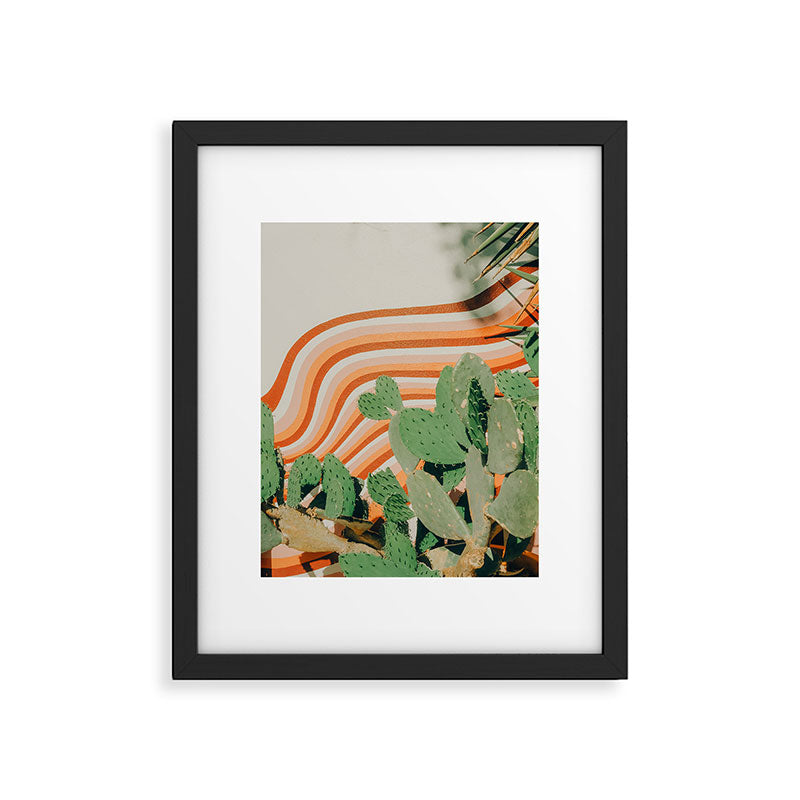 Retro Cactus Mural, Austin Texas Framed Art Print Gallery Image 5