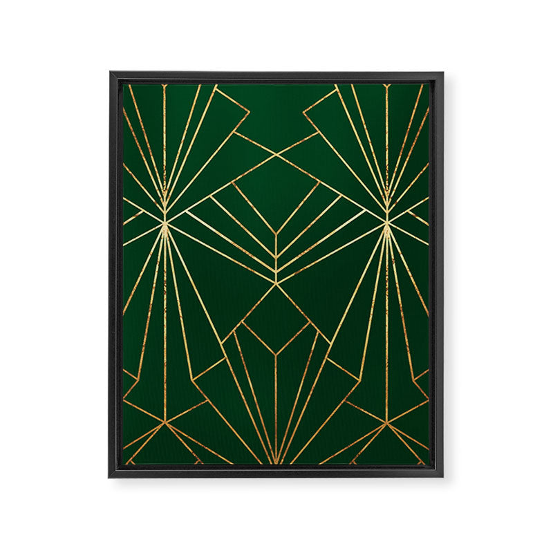 Art Deco in Emerald Green - Large Scale Framed Canvas Print Gallery Image 8