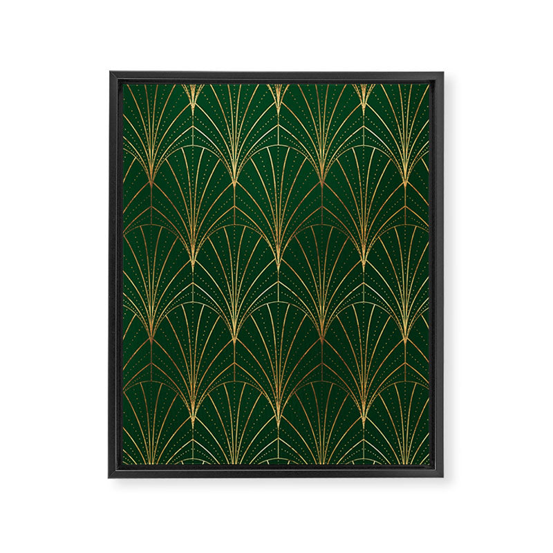 Art Deco Waterfalls // Emerald Green Framed Canvas Print Gallery Image 8