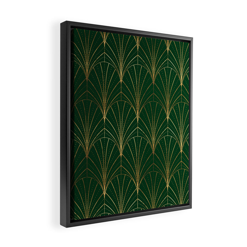 Art Deco Waterfalls // Emerald Green Framed Canvas Print Gallery Image 2